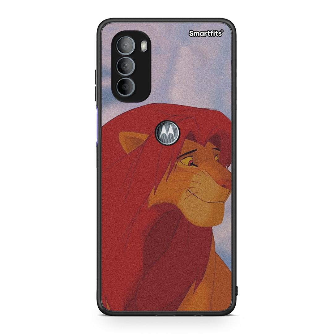 Motorola Moto G31 Lion Love 1 Θήκη Αγίου Βαλεντίνου από τη Smartfits με σχέδιο στο πίσω μέρος και μαύρο περίβλημα | Smartphone case with colorful back and black bezels by Smartfits