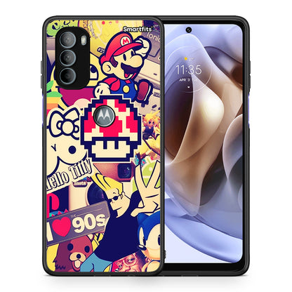 Θήκη Motorola Moto G31 Love The 90s από τη Smartfits με σχέδιο στο πίσω μέρος και μαύρο περίβλημα | Motorola Moto G31 Love The 90s case with colorful back and black bezels
