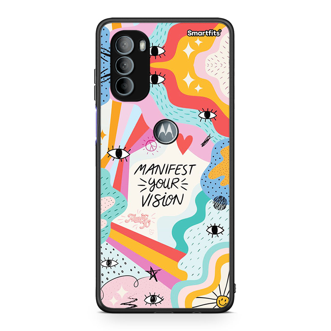 Motorola Moto G31 Manifest Your Vision θήκη από τη Smartfits με σχέδιο στο πίσω μέρος και μαύρο περίβλημα | Smartphone case with colorful back and black bezels by Smartfits