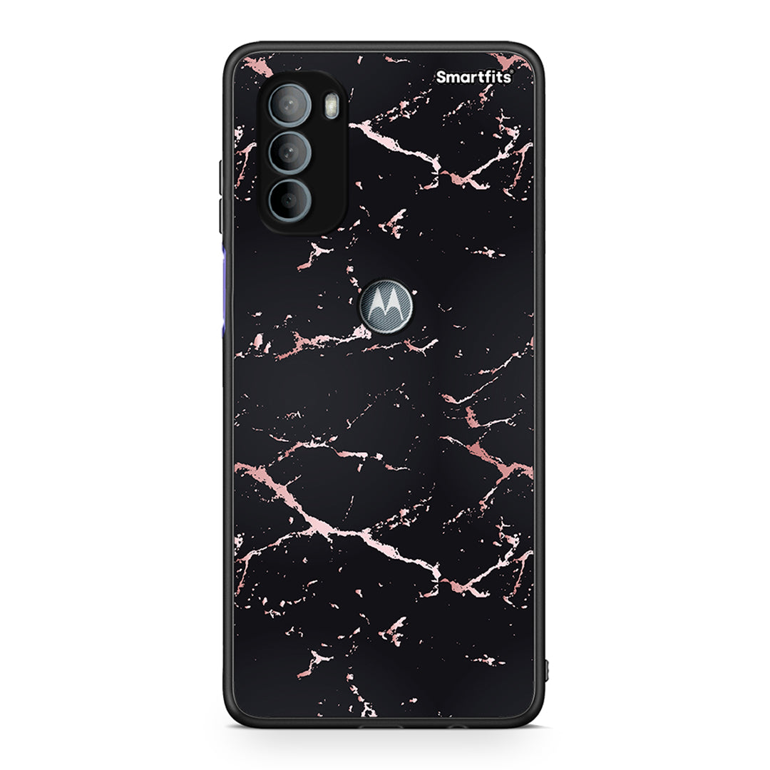 4 - Motorola Moto G31 Black Rosegold Marble case, cover, bumper