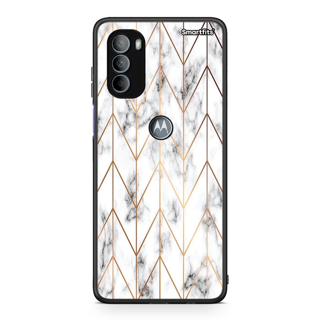 44 - Motorola Moto G31 Gold Geometric Marble case, cover, bumper