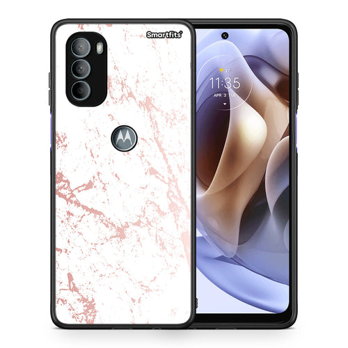 Θήκη Motorola Moto G31 Pink Splash Marble από τη Smartfits με σχέδιο στο πίσω μέρος και μαύρο περίβλημα | Motorola Moto G31 Pink Splash Marble case with colorful back and black bezels