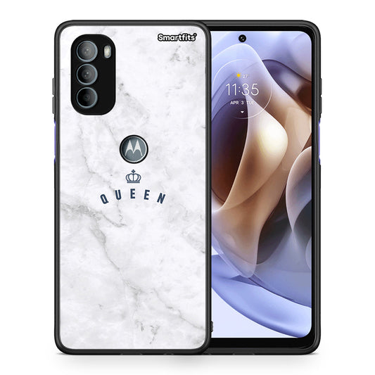 Θήκη Motorola Moto G31 Queen Marble από τη Smartfits με σχέδιο στο πίσω μέρος και μαύρο περίβλημα | Motorola Moto G31 Queen Marble case with colorful back and black bezels