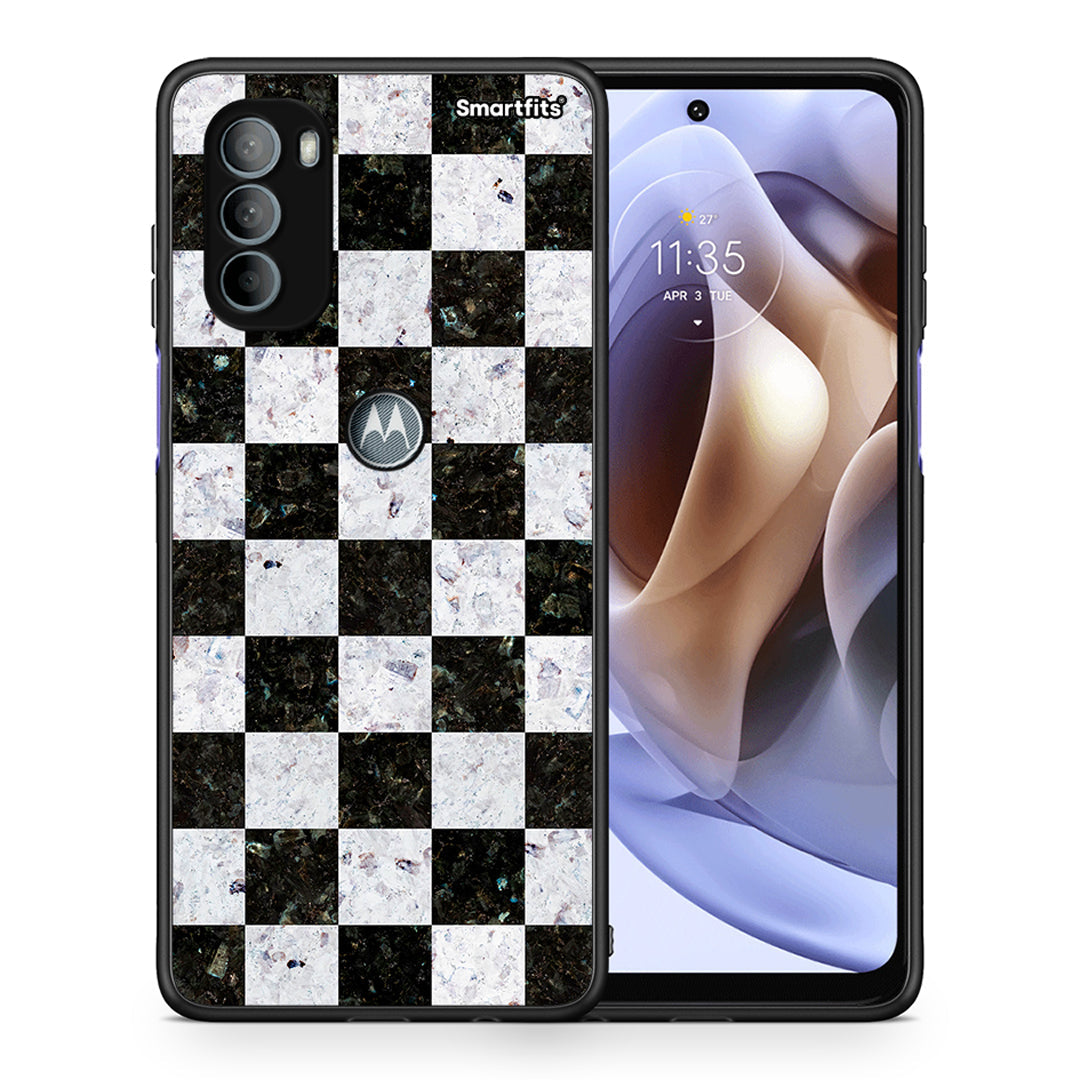 Θήκη Motorola Moto G31 Square Geometric Marble από τη Smartfits με σχέδιο στο πίσω μέρος και μαύρο περίβλημα | Motorola Moto G31 Square Geometric Marble case with colorful back and black bezels