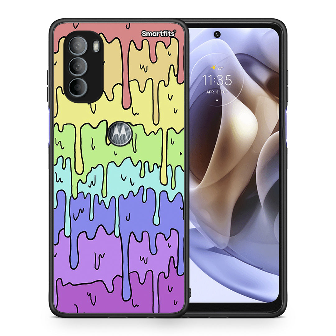 Θήκη Motorola Moto G31 Melting Rainbow από τη Smartfits με σχέδιο στο πίσω μέρος και μαύρο περίβλημα | Motorola Moto G31 Melting Rainbow case with colorful back and black bezels