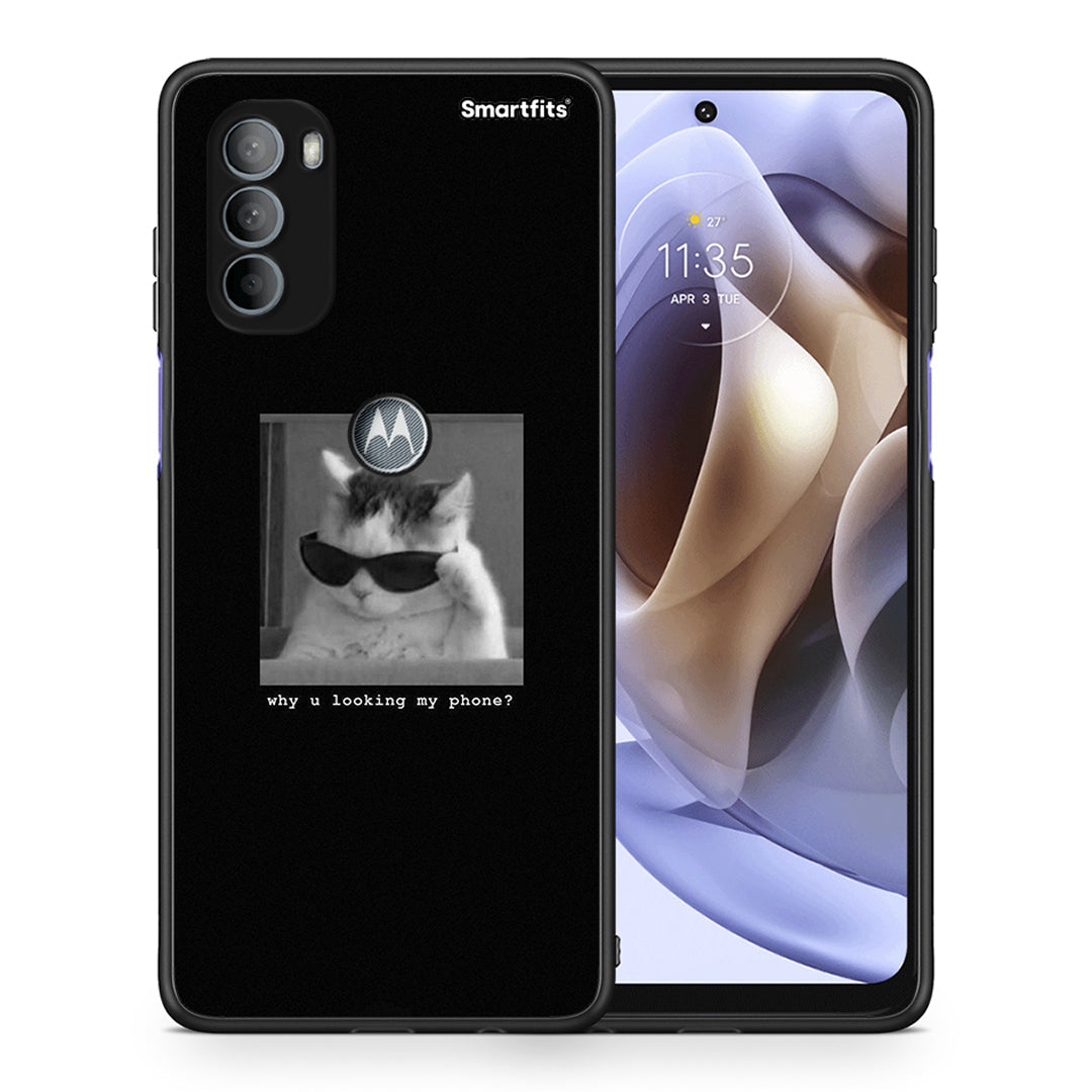 Θήκη Motorola Moto G31 Meme Cat από τη Smartfits με σχέδιο στο πίσω μέρος και μαύρο περίβλημα | Motorola Moto G31 Meme Cat case with colorful back and black bezels