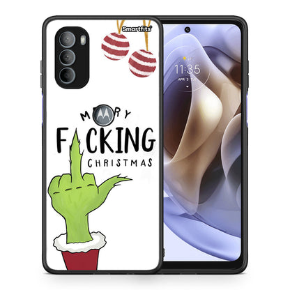 Θήκη Motorola Moto G31 Merry F Xmas από τη Smartfits με σχέδιο στο πίσω μέρος και μαύρο περίβλημα | Motorola Moto G31 Merry F Xmas case with colorful back and black bezels