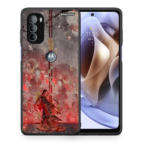 Θήκη Motorola Moto G31 Nezuko Kamado από τη Smartfits με σχέδιο στο πίσω μέρος και μαύρο περίβλημα | Motorola Moto G31 Nezuko Kamado case with colorful back and black bezels