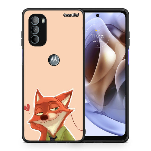 Θήκη Motorola Moto G31 Nick Wilde And Judy Hopps Love 1 από τη Smartfits με σχέδιο στο πίσω μέρος και μαύρο περίβλημα | Motorola Moto G31 Nick Wilde And Judy Hopps Love 1 case with colorful back and black bezels