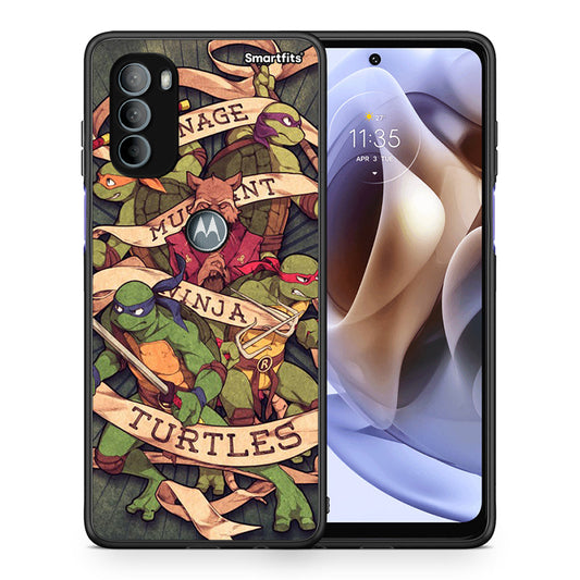Θήκη Motorola Moto G31 Ninja Turtles από τη Smartfits με σχέδιο στο πίσω μέρος και μαύρο περίβλημα | Motorola Moto G31 Ninja Turtles case with colorful back and black bezels