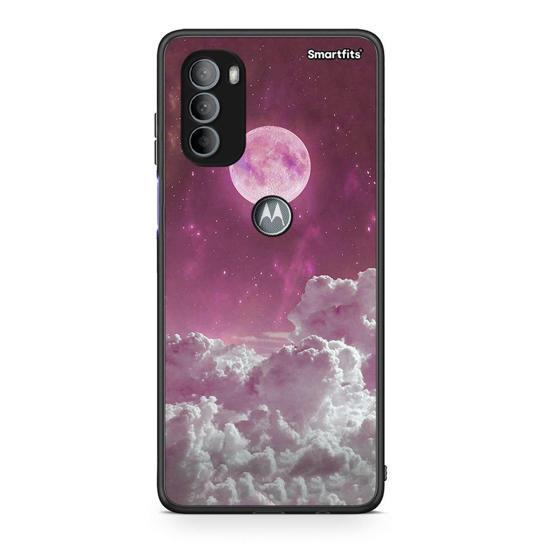 Motorola Moto G31 Pink Moon Θήκη από τη Smartfits με σχέδιο στο πίσω μέρος και μαύρο περίβλημα | Smartphone case with colorful back and black bezels by Smartfits