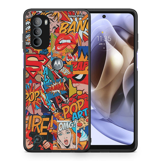 Θήκη Motorola Moto G31 PopArt OMG από τη Smartfits με σχέδιο στο πίσω μέρος και μαύρο περίβλημα | Motorola Moto G31 PopArt OMG case with colorful back and black bezels