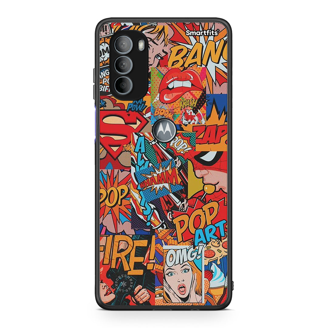 Motorola Moto G31 PopArt OMG θήκη από τη Smartfits με σχέδιο στο πίσω μέρος και μαύρο περίβλημα | Smartphone case with colorful back and black bezels by Smartfits