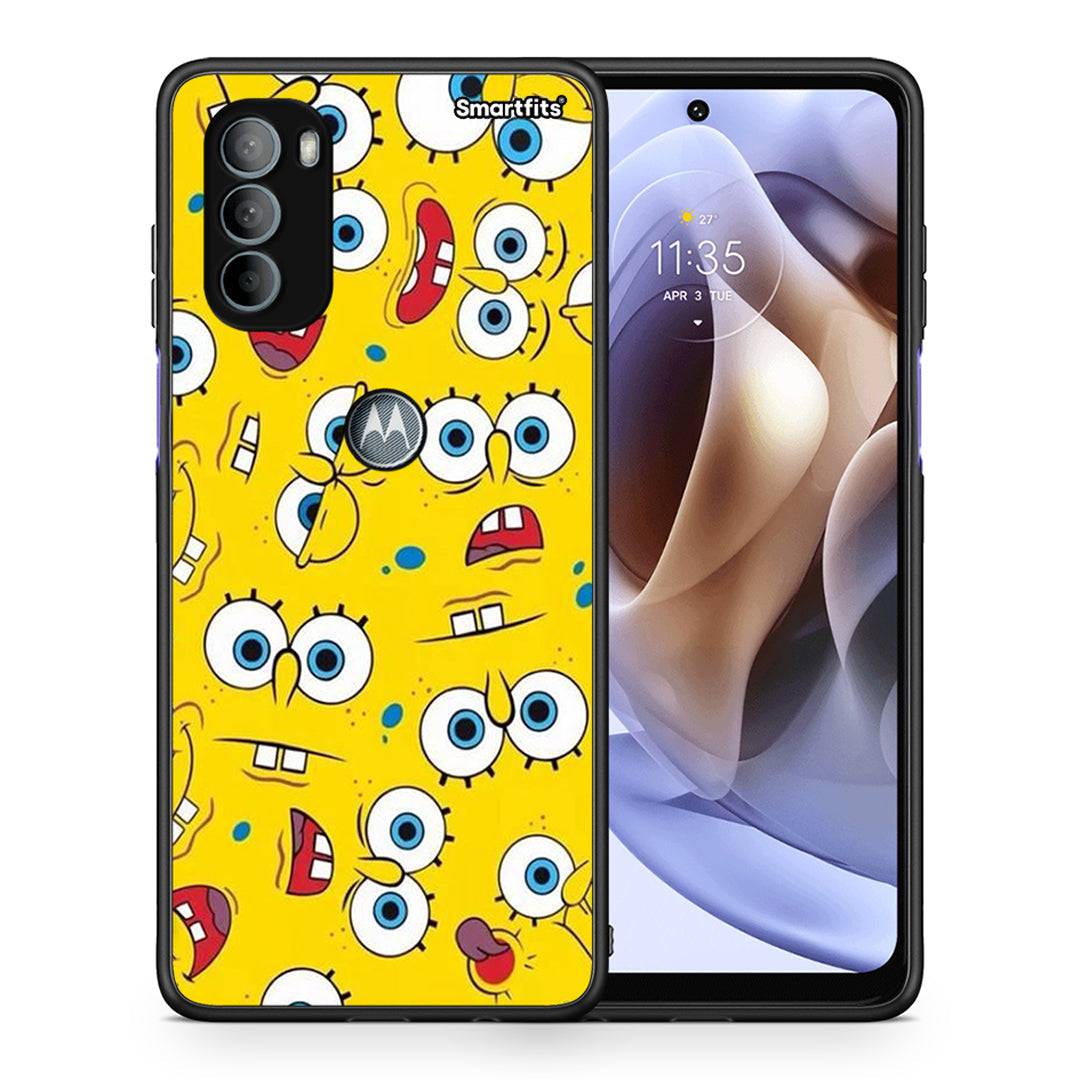 Θήκη Motorola Moto G31 Sponge PopArt από τη Smartfits με σχέδιο στο πίσω μέρος και μαύρο περίβλημα | Motorola Moto G31 Sponge PopArt case with colorful back and black bezels