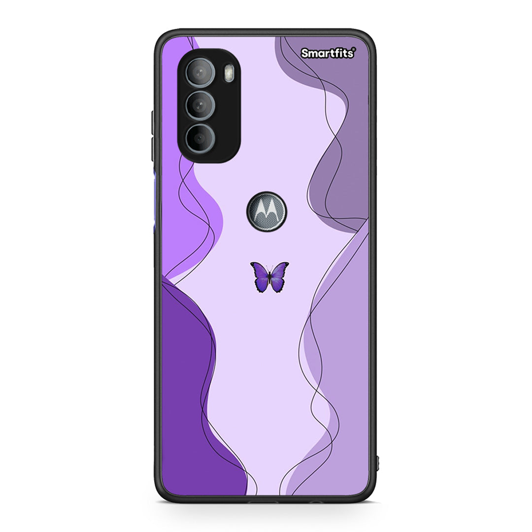 Motorola Moto G31 Purple Mariposa Θήκη Αγίου Βαλεντίνου από τη Smartfits με σχέδιο στο πίσω μέρος και μαύρο περίβλημα | Smartphone case with colorful back and black bezels by Smartfits