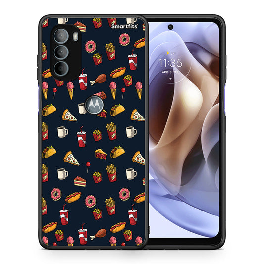Θήκη Motorola Moto G31 Hungry Random από τη Smartfits με σχέδιο στο πίσω μέρος και μαύρο περίβλημα | Motorola Moto G31 Hungry Random case with colorful back and black bezels