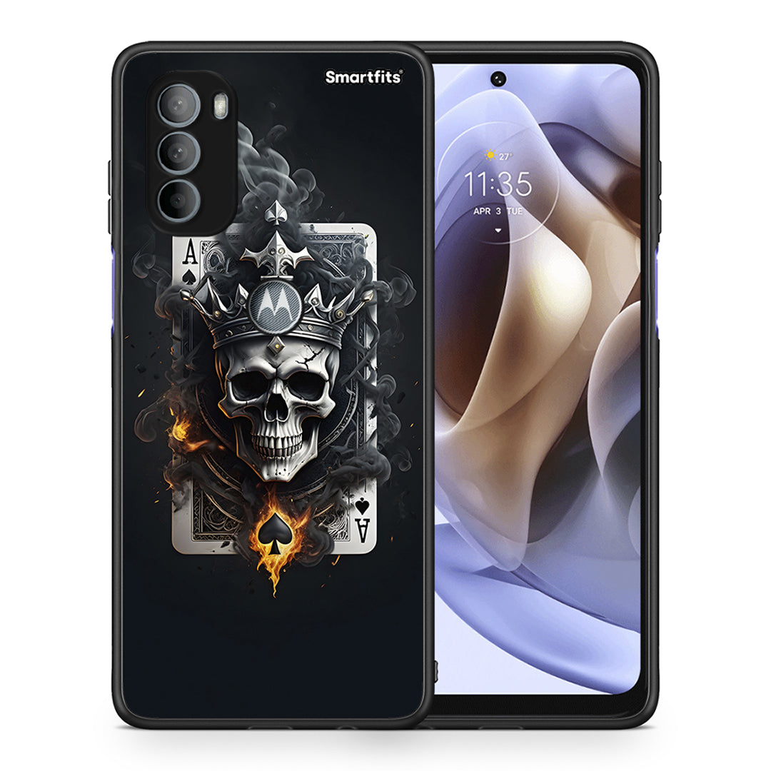 Θήκη Motorola Moto G31 Skull King Ace από τη Smartfits με σχέδιο στο πίσω μέρος και μαύρο περίβλημα | Motorola Moto G31 Skull King Ace case with colorful back and black bezels