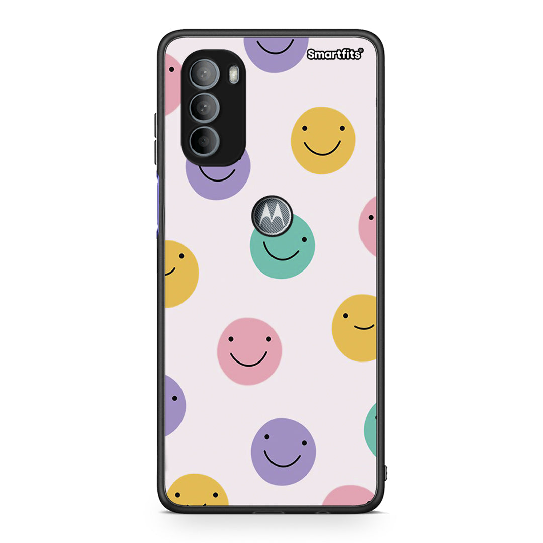Motorola Moto G31 Smiley Faces θήκη από τη Smartfits με σχέδιο στο πίσω μέρος και μαύρο περίβλημα | Smartphone case with colorful back and black bezels by Smartfits