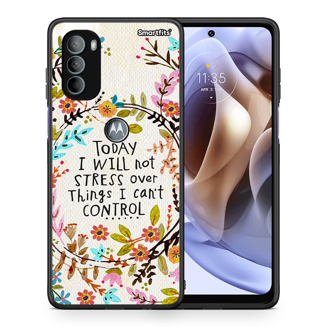 Θήκη Motorola Moto G31 Stress Over από τη Smartfits με σχέδιο στο πίσω μέρος και μαύρο περίβλημα | Motorola Moto G31 Stress Over case with colorful back and black bezels