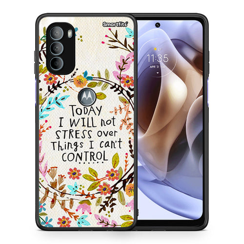 Θήκη Motorola Moto G31 Stress Over από τη Smartfits με σχέδιο στο πίσω μέρος και μαύρο περίβλημα | Motorola Moto G31 Stress Over case with colorful back and black bezels