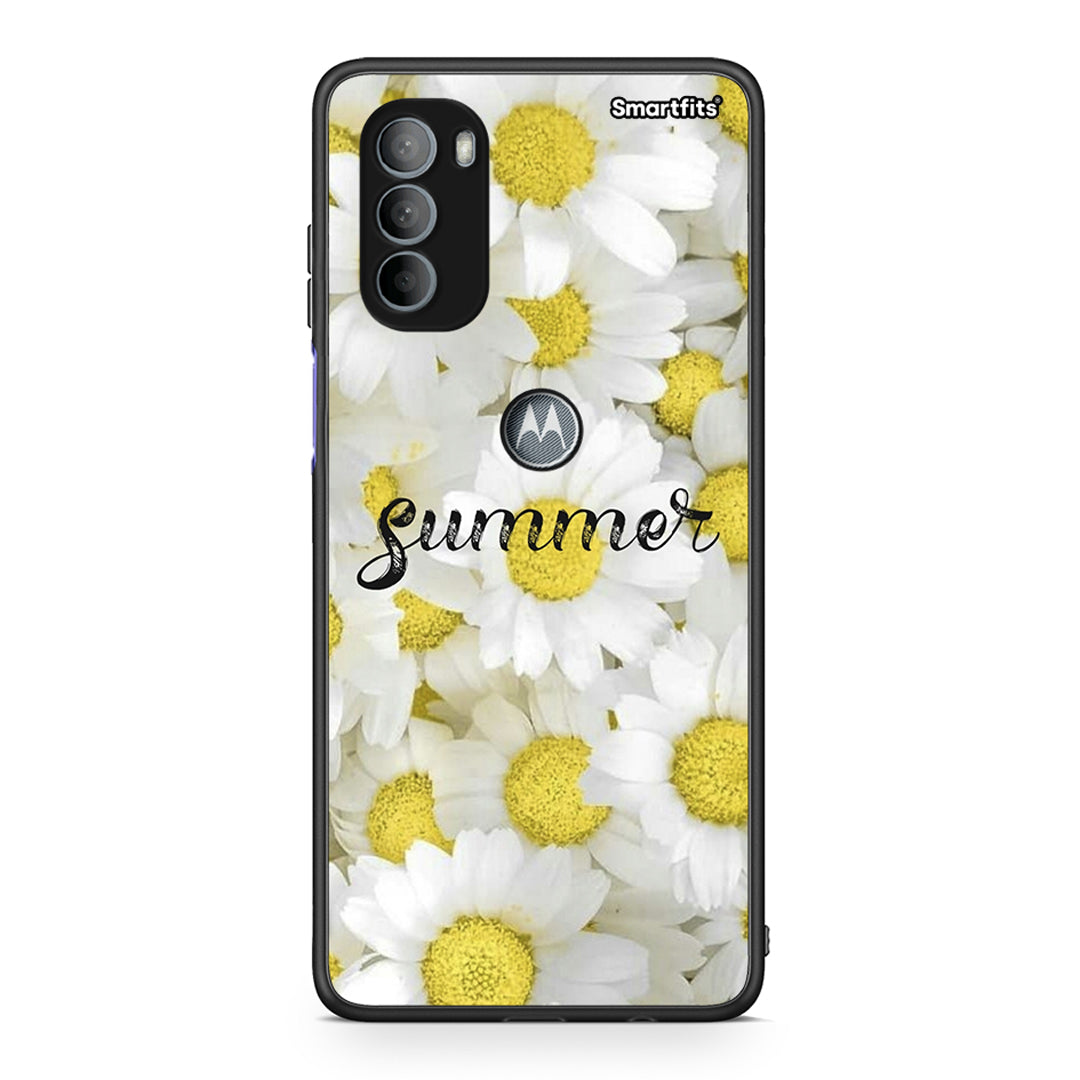 Motorola Moto G31 Summer Daisies Θήκη από τη Smartfits με σχέδιο στο πίσω μέρος και μαύρο περίβλημα | Smartphone case with colorful back and black bezels by Smartfits