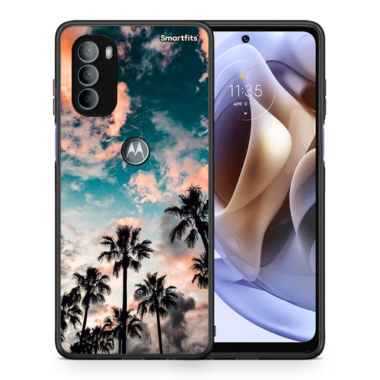 Θήκη Motorola Moto G31 Sky Summer από τη Smartfits με σχέδιο στο πίσω μέρος και μαύρο περίβλημα | Motorola Moto G31 Sky Summer case with colorful back and black bezels