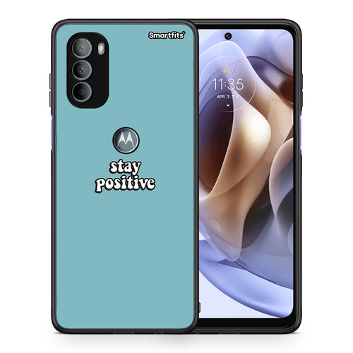 Θήκη Motorola Moto G31 Positive Text από τη Smartfits με σχέδιο στο πίσω μέρος και μαύρο περίβλημα | Motorola Moto G31 Positive Text case with colorful back and black bezels