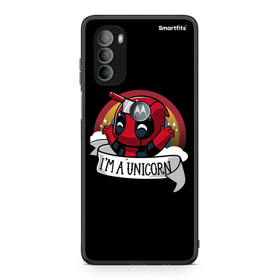Motorola Moto G31 Unicorn Deadpool θήκη από τη Smartfits με σχέδιο στο πίσω μέρος και μαύρο περίβλημα | Smartphone case with colorful back and black bezels by Smartfits