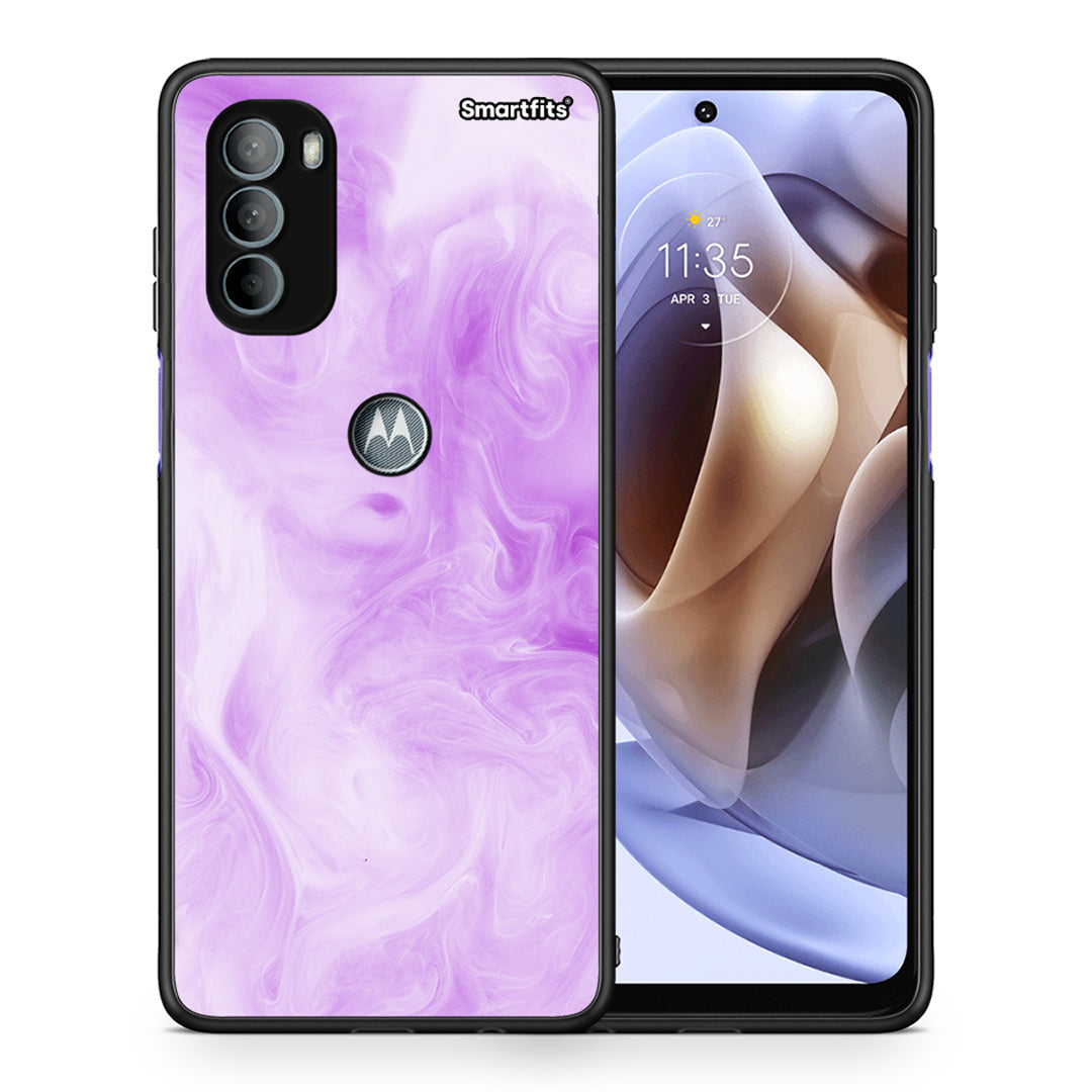Θήκη Motorola Moto G31 Lavender Watercolor από τη Smartfits με σχέδιο στο πίσω μέρος και μαύρο περίβλημα | Motorola Moto G31 Lavender Watercolor case with colorful back and black bezels