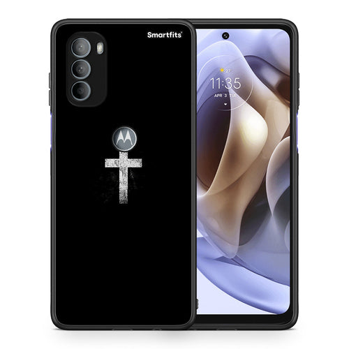Θήκη Motorola Moto G31 White Cross από τη Smartfits με σχέδιο στο πίσω μέρος και μαύρο περίβλημα | Motorola Moto G31 White Cross case with colorful back and black bezels