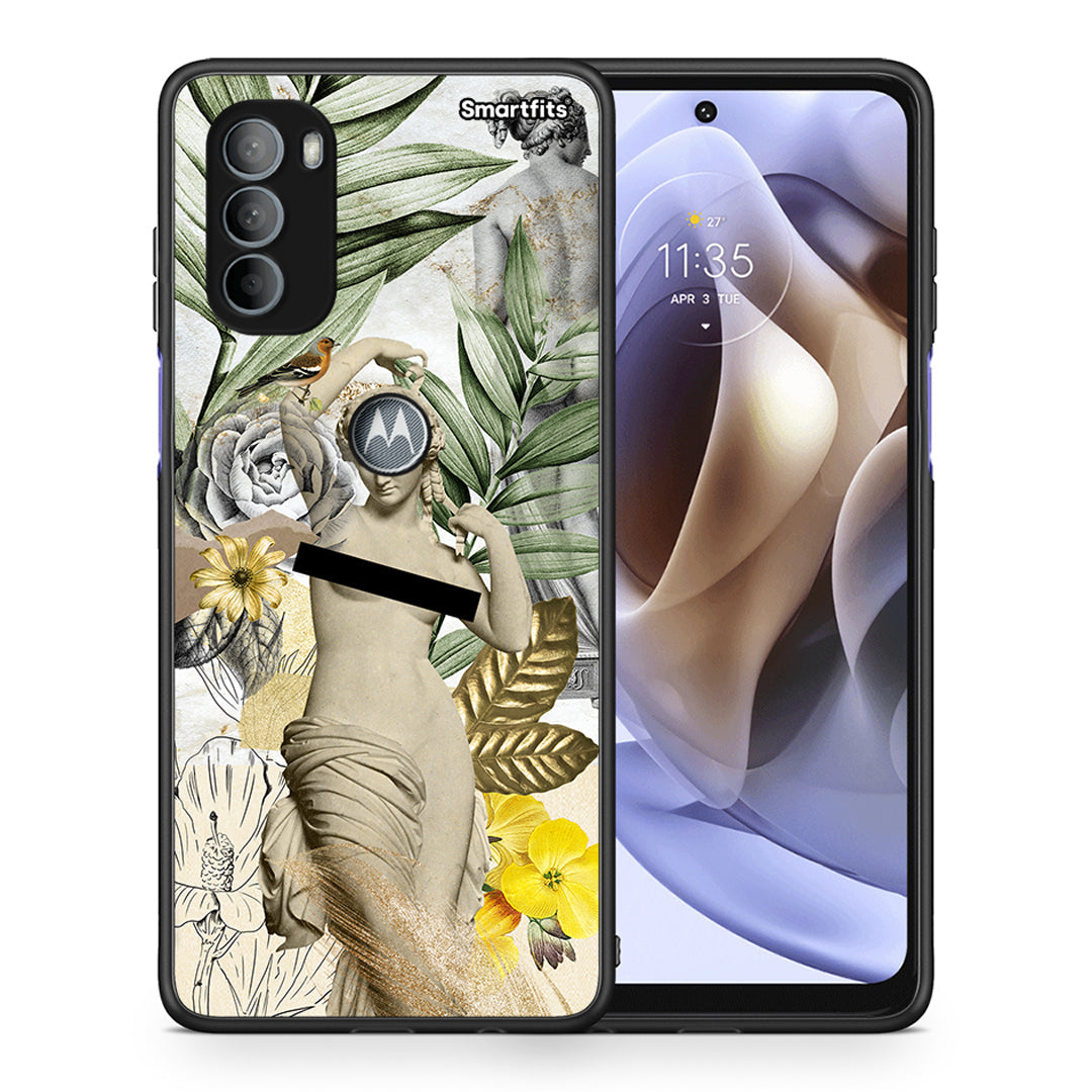 Θήκη Motorola Moto G31 Woman Statue από τη Smartfits με σχέδιο στο πίσω μέρος και μαύρο περίβλημα | Motorola Moto G31 Woman Statue case with colorful back and black bezels