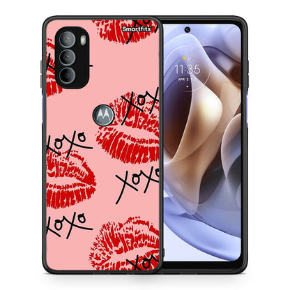 Θήκη Motorola Moto G31 XOXO Lips από τη Smartfits με σχέδιο στο πίσω μέρος και μαύρο περίβλημα | Motorola Moto G31 XOXO Lips case with colorful back and black bezels