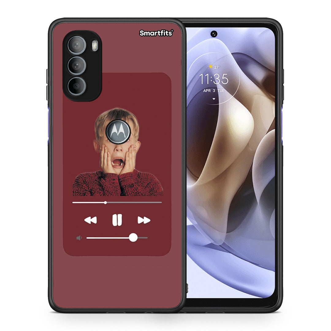 Θήκη Motorola Moto G31 Xmas Alone Music από τη Smartfits με σχέδιο στο πίσω μέρος και μαύρο περίβλημα | Motorola Moto G31 Xmas Alone Music case with colorful back and black bezels
