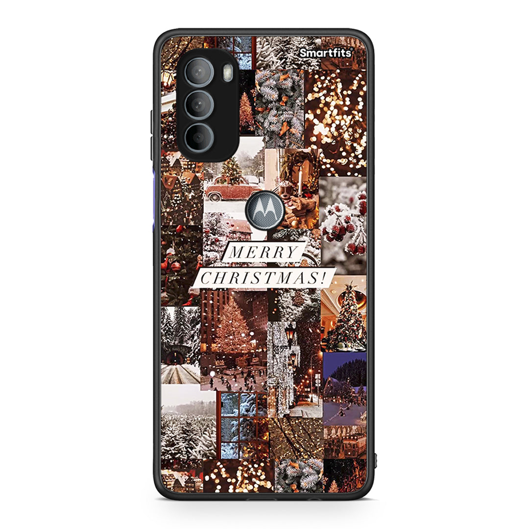 Motorola Moto G31 Xmas Collage θήκη από τη Smartfits με σχέδιο στο πίσω μέρος και μαύρο περίβλημα | Smartphone case with colorful back and black bezels by Smartfits