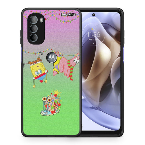 Θήκη Motorola Moto G31 Xmas Lights από τη Smartfits με σχέδιο στο πίσω μέρος και μαύρο περίβλημα | Motorola Moto G31 Xmas Lights case with colorful back and black bezels
