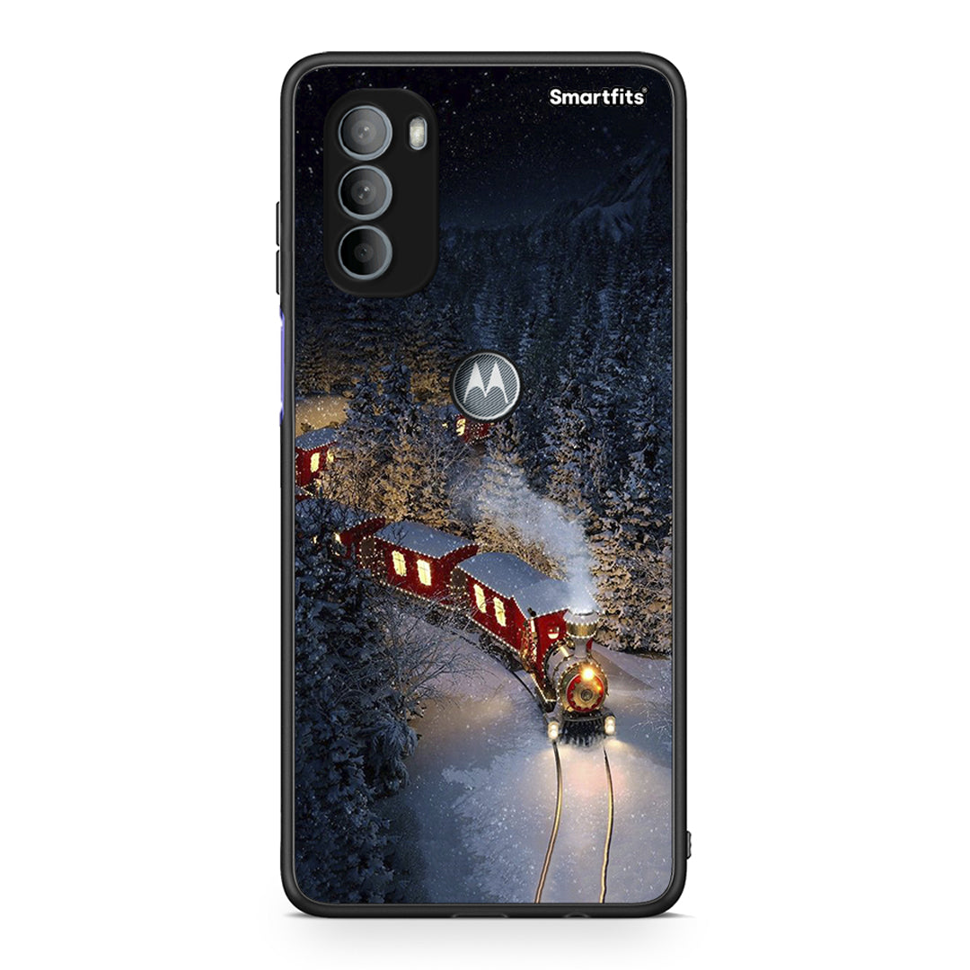 Motorola Moto G31 Xmas Train θήκη από τη Smartfits με σχέδιο στο πίσω μέρος και μαύρο περίβλημα | Smartphone case with colorful back and black bezels by Smartfits