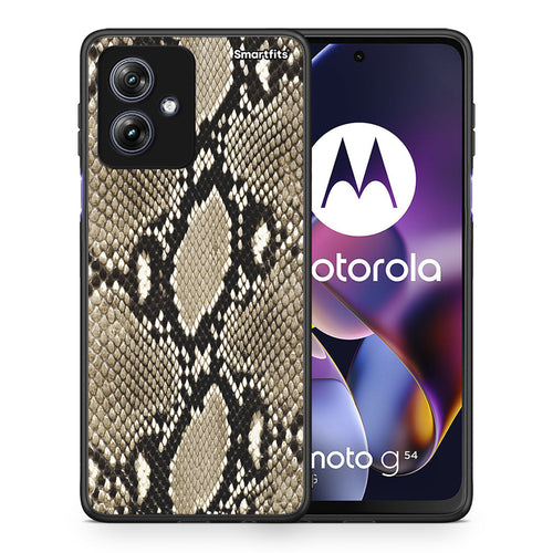 Θήκη Motorola Moto G54 Fashion Snake Animal από τη Smartfits με σχέδιο στο πίσω μέρος και μαύρο περίβλημα | Motorola Moto G54 Fashion Snake Animal case with colorful back and black bezels