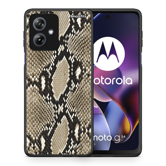 Θήκη Motorola Moto G54 Fashion Snake Animal από τη Smartfits με σχέδιο στο πίσω μέρος και μαύρο περίβλημα | Motorola Moto G54 Fashion Snake Animal case with colorful back and black bezels