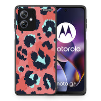 Thumbnail for Θήκη Motorola Moto G54 Pink Leopard Animal από τη Smartfits με σχέδιο στο πίσω μέρος και μαύρο περίβλημα | Motorola Moto G54 Pink Leopard Animal case with colorful back and black bezels