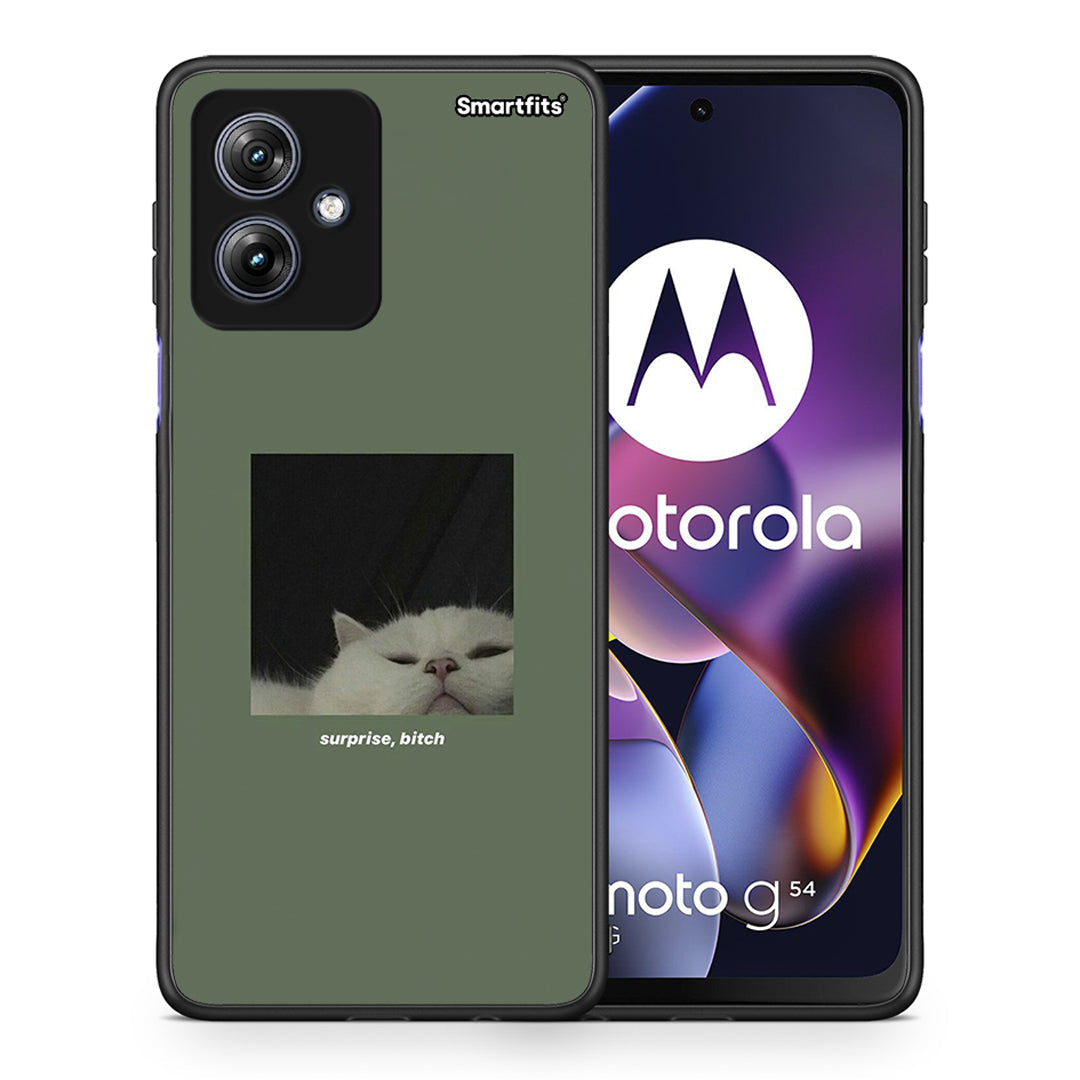 Θήκη Motorola Moto G54 Bitch Surprise από τη Smartfits με σχέδιο στο πίσω μέρος και μαύρο περίβλημα | Motorola Moto G54 Bitch Surprise case with colorful back and black bezels
