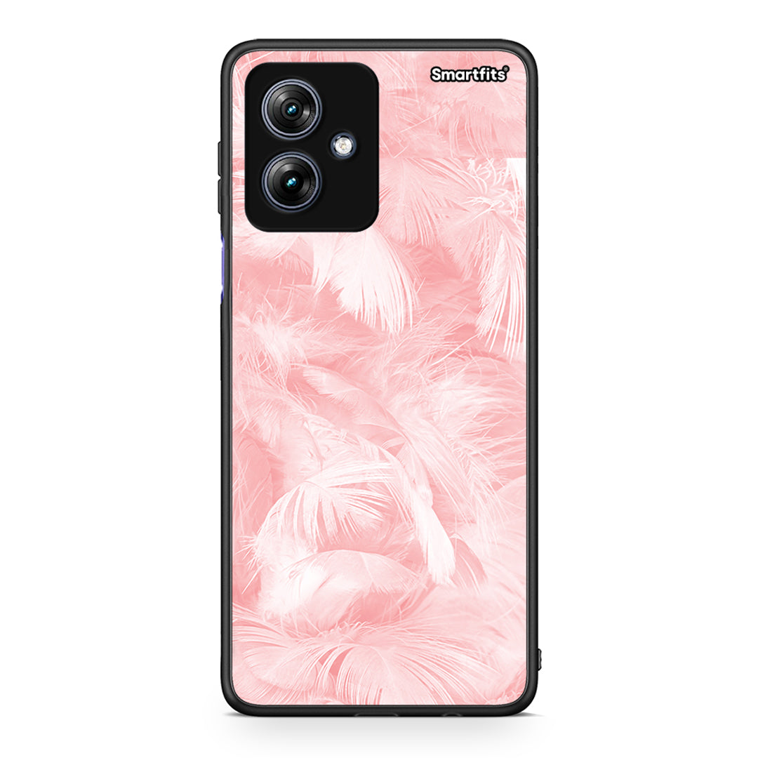33 - Motorola Moto G54 Pink Feather Boho case, cover, bumper