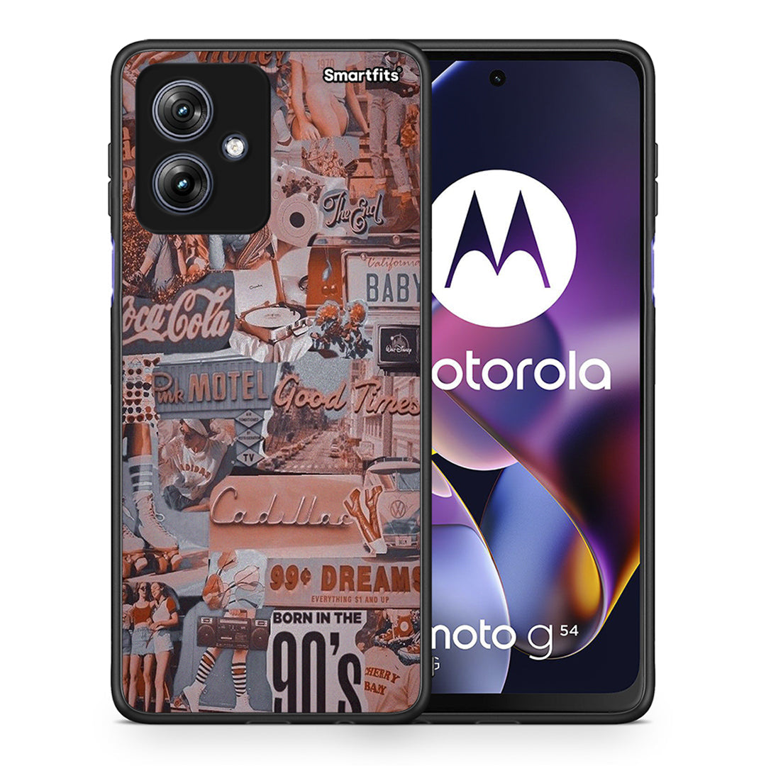 Θήκη Motorola Moto G54 Born In 90s από τη Smartfits με σχέδιο στο πίσω μέρος και μαύρο περίβλημα | Motorola Moto G54 Born In 90s case with colorful back and black bezels