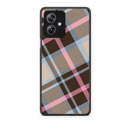 Θήκη Motorola Moto G54 Brown Pink and Blue Diagonal Plaid από τη Smartfits με σχέδιο στο πίσω μέρος και μαύρο περίβλημα | Motorola Moto G54 Brown Pink and Blue Diagonal Plaid case with colorful back and black bezels