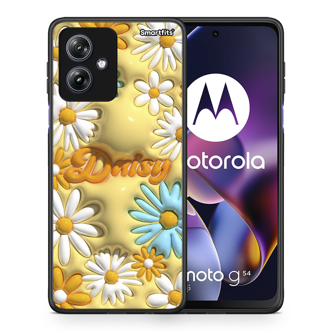 Θήκη Motorola Moto G54 Bubble Daisies από τη Smartfits με σχέδιο στο πίσω μέρος και μαύρο περίβλημα | Motorola Moto G54 Bubble Daisies case with colorful back and black bezels