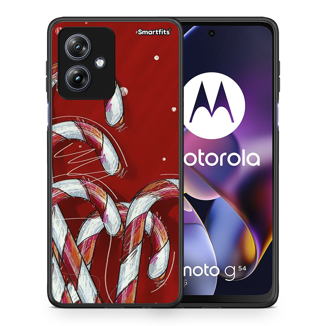 Θήκη Motorola Moto G54 Candy Cane από τη Smartfits με σχέδιο στο πίσω μέρος και μαύρο περίβλημα | Motorola Moto G54 Candy Cane case with colorful back and black bezels