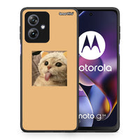 Thumbnail for Θήκη Motorola Moto G54 Cat Tongue από τη Smartfits με σχέδιο στο πίσω μέρος και μαύρο περίβλημα | Motorola Moto G54 Cat Tongue case with colorful back and black bezels