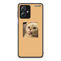 Thumbnail for Motorola Moto G54 Cat Tongue θήκη από τη Smartfits με σχέδιο στο πίσω μέρος και μαύρο περίβλημα | Smartphone case with colorful back and black bezels by Smartfits