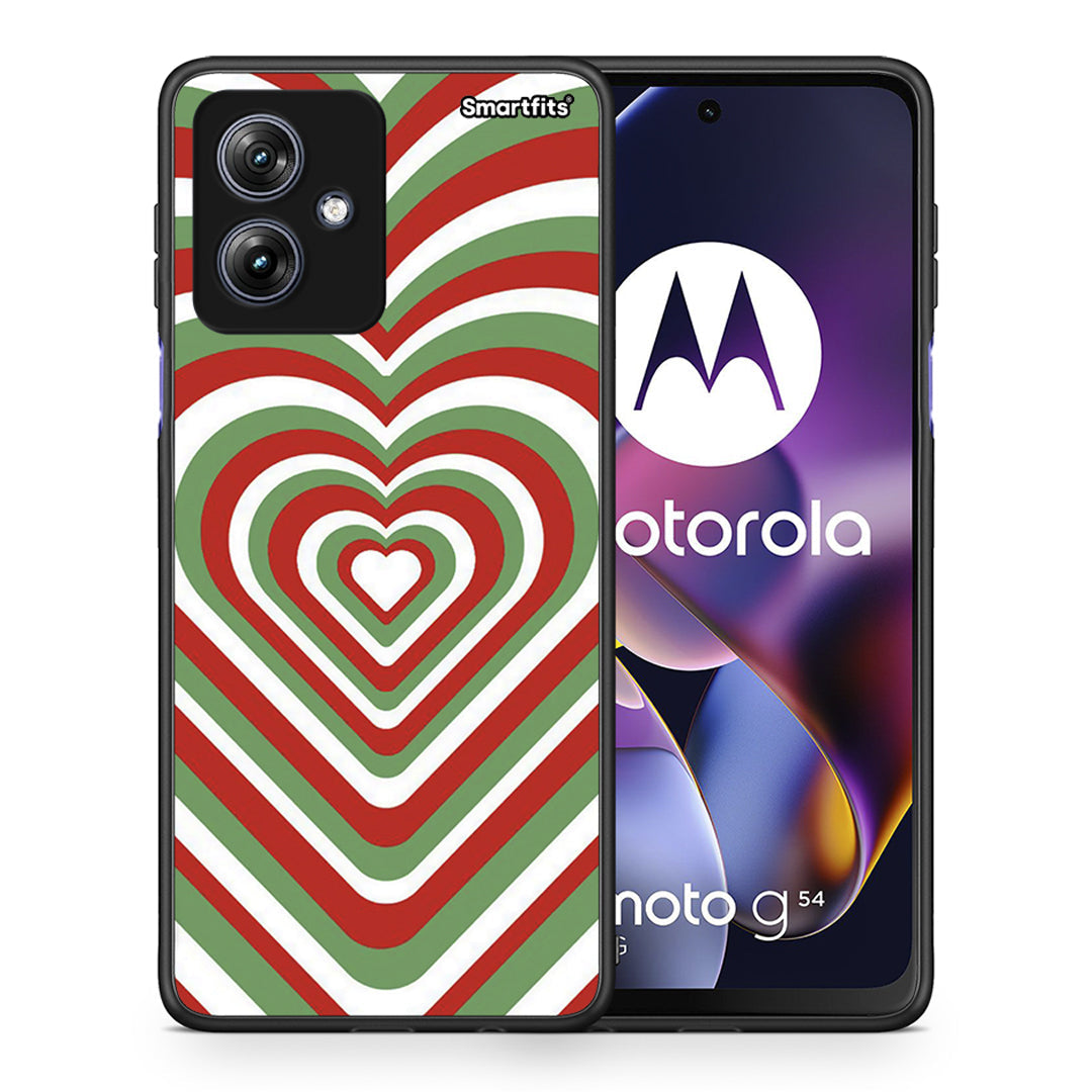 Θήκη Motorola Moto G54 Christmas Hearts από τη Smartfits με σχέδιο στο πίσω μέρος και μαύρο περίβλημα | Motorola Moto G54 Christmas Hearts case with colorful back and black bezels