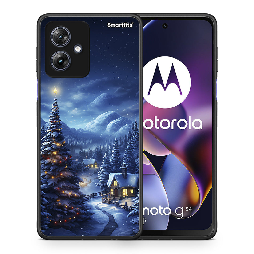 Θήκη Motorola Moto G54 Christmas Scenery από τη Smartfits με σχέδιο στο πίσω μέρος και μαύρο περίβλημα | Motorola Moto G54 Christmas Scenery case with colorful back and black bezels