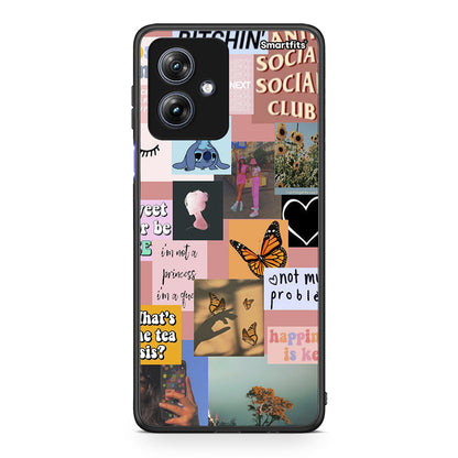Motorola Moto G54 Collage Bitchin Θήκη Αγίου Βαλεντίνου από τη Smartfits με σχέδιο στο πίσω μέρος και μαύρο περίβλημα | Smartphone case with colorful back and black bezels by Smartfits